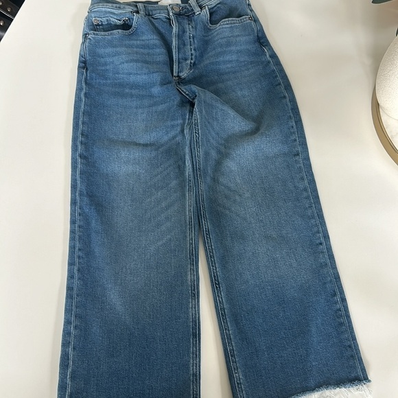Boyish The Mikey High Rise Wide Leg Jeans Raw Hem Authentic Stretch Size 25 - Picture 6 of 12